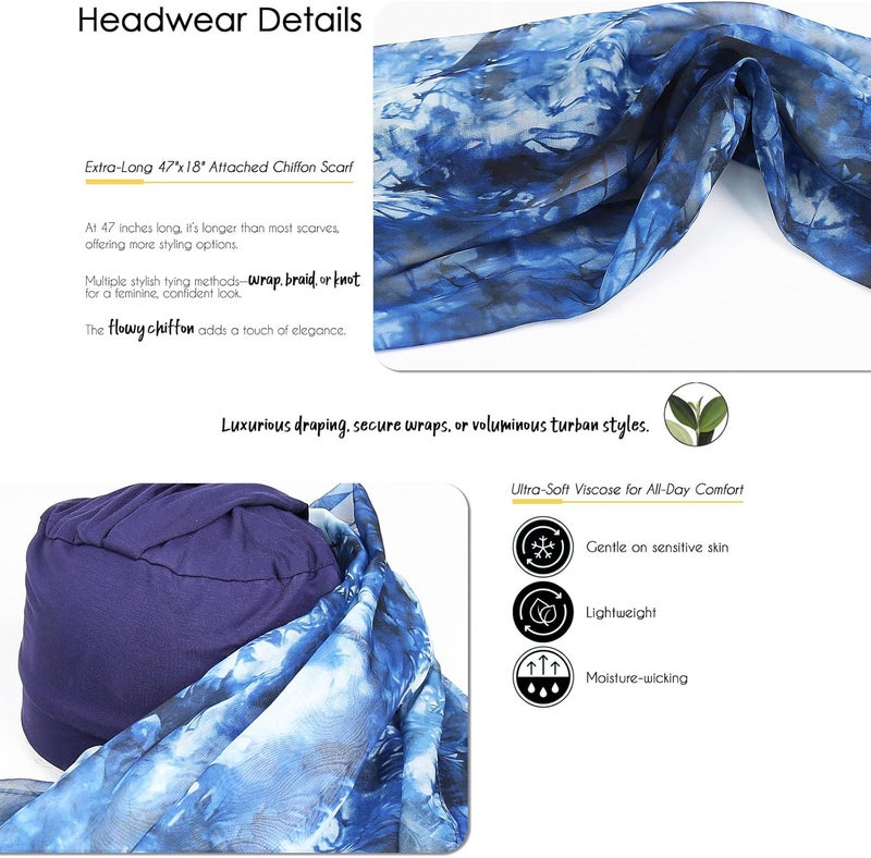 Awefeel Chemo Hats for Women – Extra Long 47" Chiffon Scarf – Soft Cancer Headwear for Hair Loss – Stylish Chemo Caps - Image 4